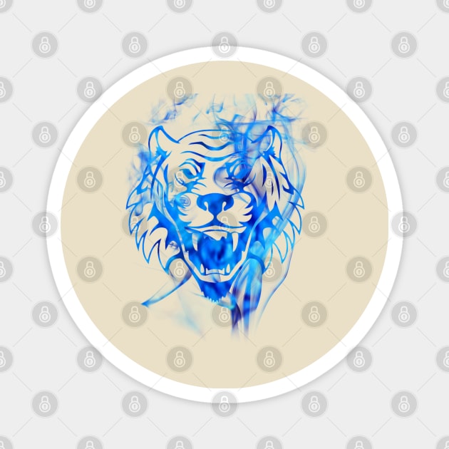 Blue Flame Tiger Magnet by artkilita